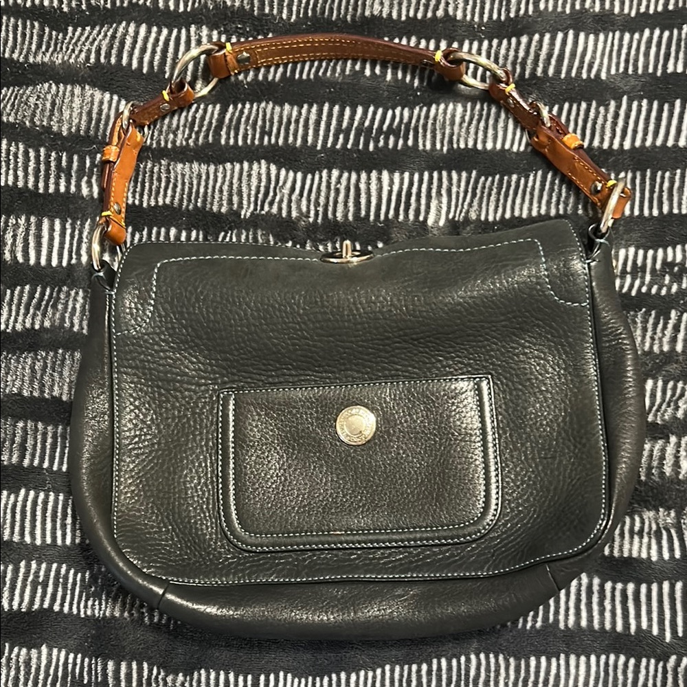 Coach Black and Brown Shoulder Bag with Structured Design